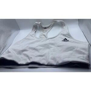 Adidas White Aeroready Alphaskin Racerback Elastic Band Sports Bra Women's Larg